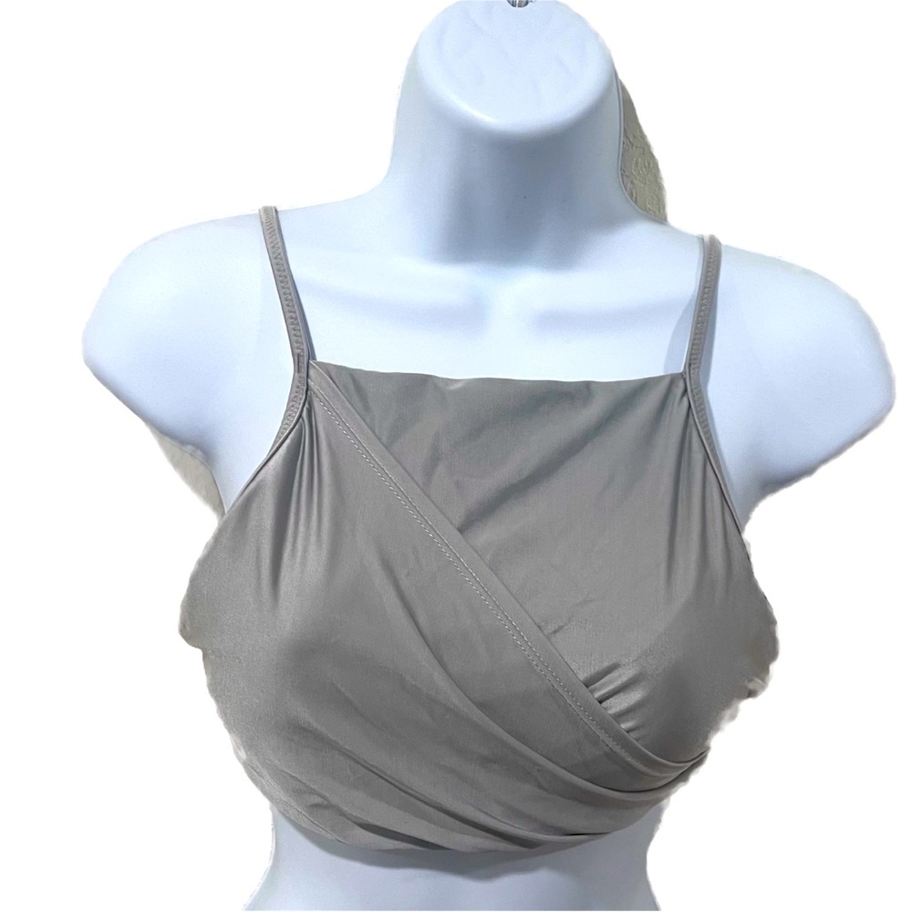 Vix Paula Hermanny high neck silver crossed swim top Sz L